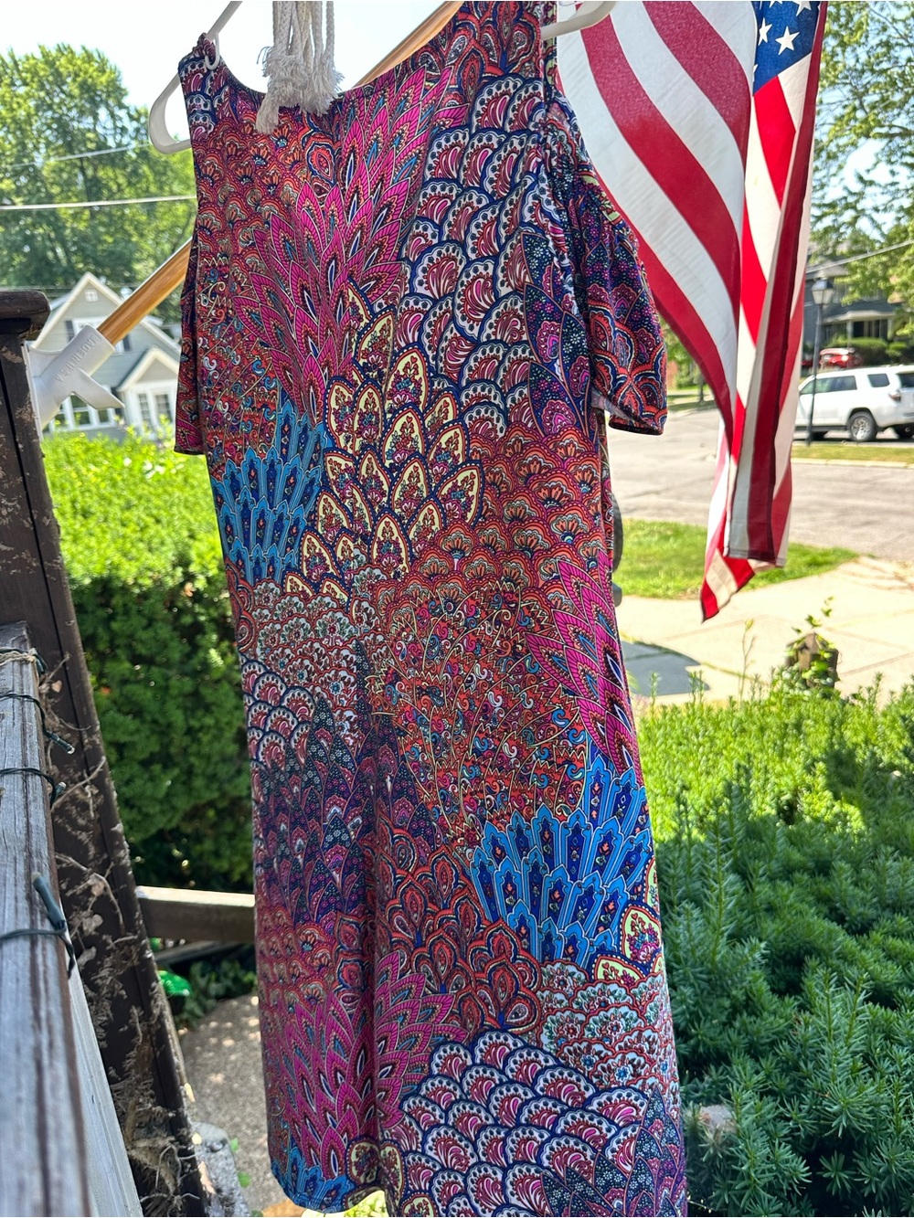 MSK Multicolor Paisley Shift Dress with Blue and Pink Accents